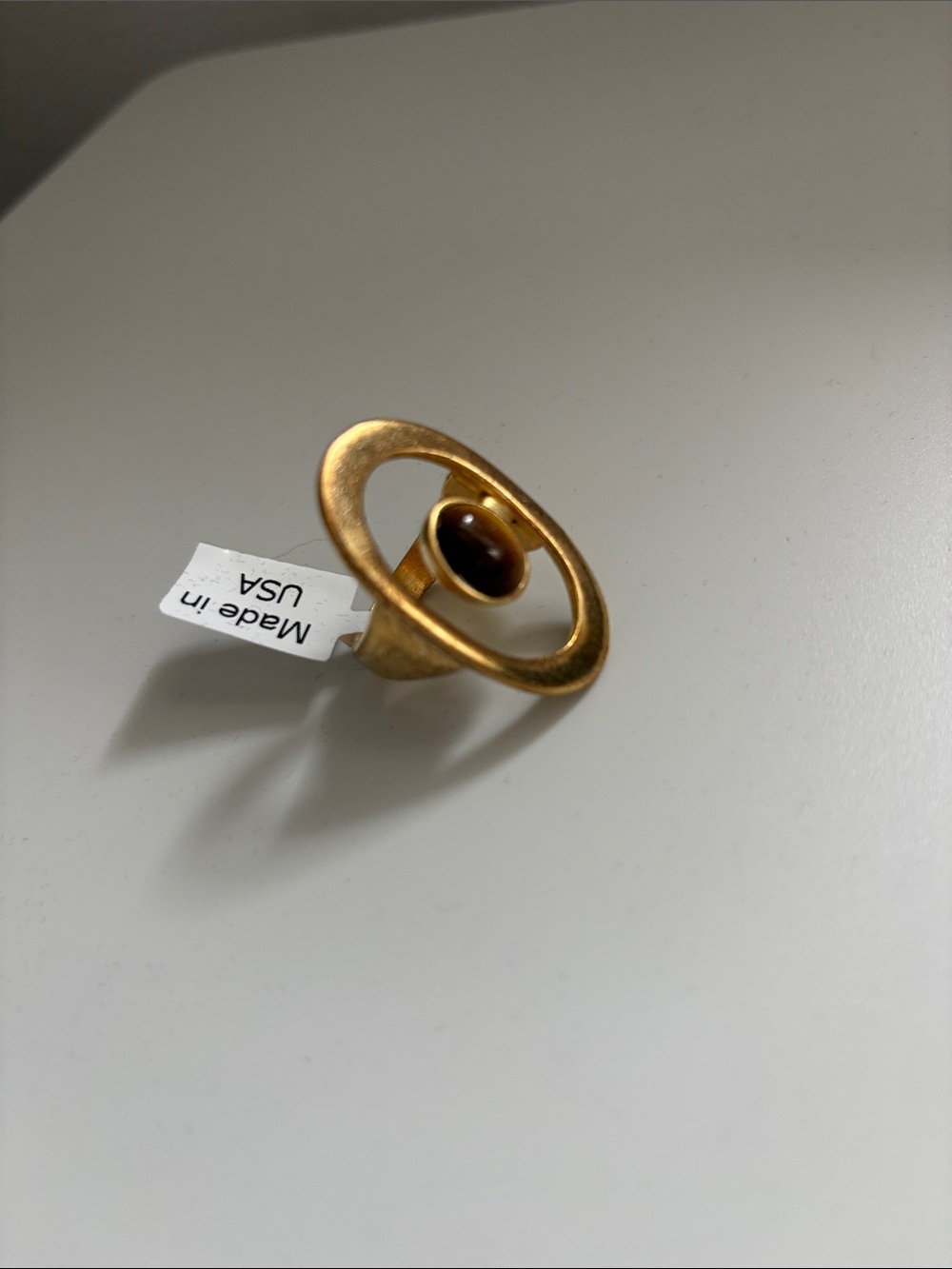 NWT [Ben-Anum] Sculpture Garden 24K Gold-Plated Oval Statement Ring Women’s Sz 7 - Picture 6 of 10